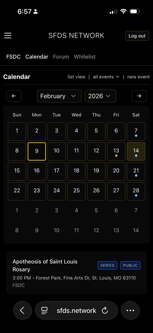 Community calendar on mobile