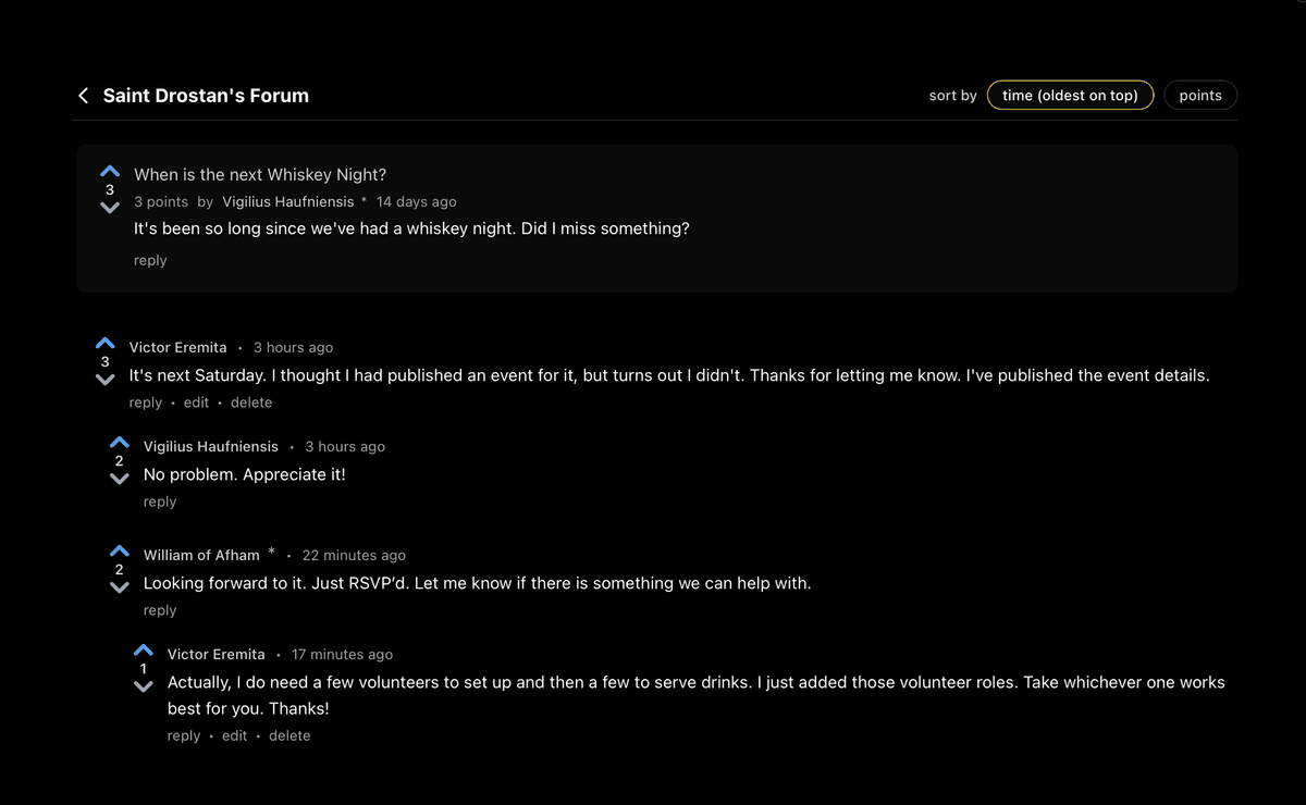 Forum view on desktop