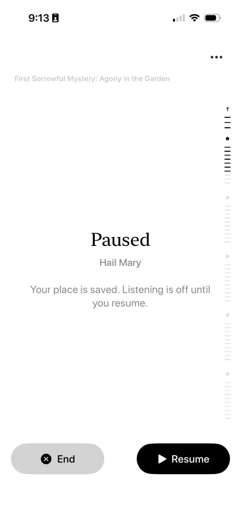 RSRY paused with the current prayer position saved.